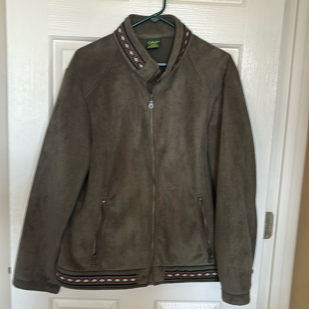 Suede-like XL Jacket with trim. Made by Cabelas.